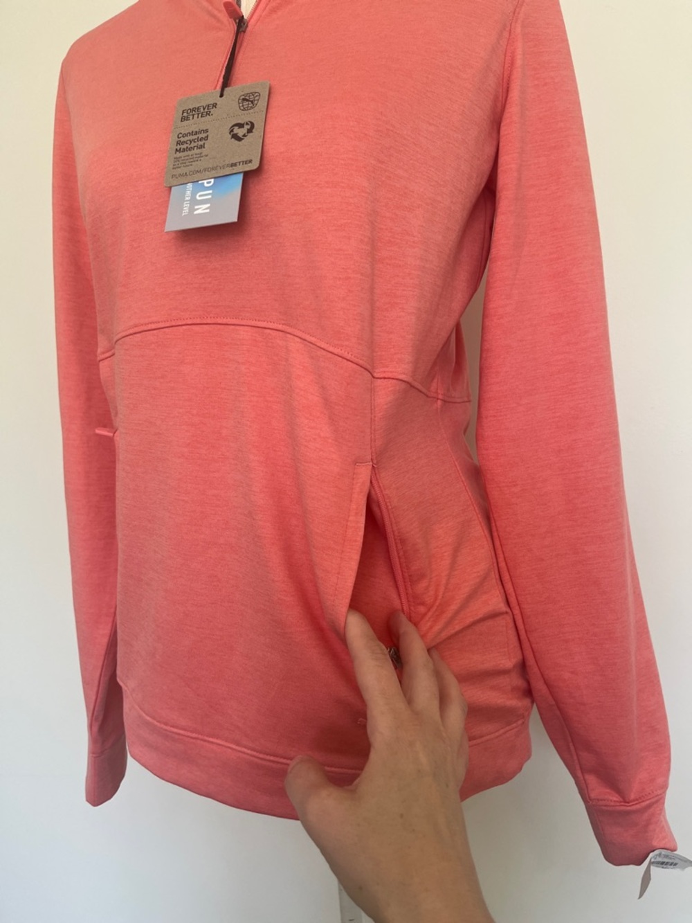 Puma - Coral Pink Quarter-Zip Pullover Hoodie - Picture 3 of 7